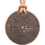 Vegvisir Norse Compass Necklace with Leather Cord