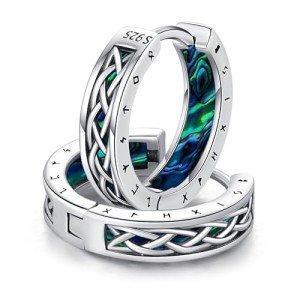 Sterling Silver Norse Rune Huggie Hoop Earrings