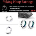 Sterling Silver Norse Rune Huggie Hoop Earrings