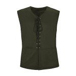 Men's Army Green Viking Pirate Steampunk Vest