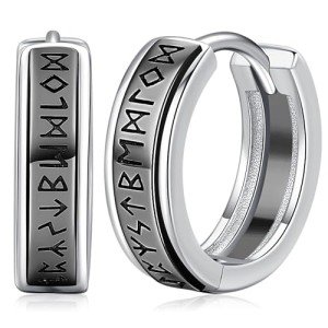 Norseman Rune Hoop Earrings in Sterling Silver