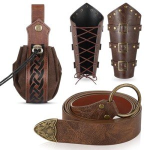 Leifide Viking Faux Leather Arm Guards Brown