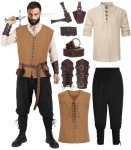 Men's Viking Pirate Costume Set with Accessories