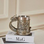 Nordic Viking Dragon Ship Beer Mug - 18oz