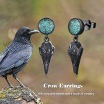 Sterling Silver Black Raven Skull Earrings with Turquoise