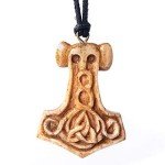 Hand-Carved Ox-Bone Thor's Hammer Pendant Necklace