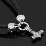 Viking Odin's Wolf and Thor Hammer Pendant Necklace