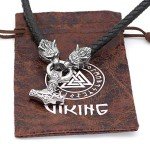 Viking Odin's Wolf and Thor Hammer Pendant Necklace