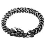 Norseman Dragon Bracelet for Men - Black Steel