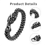 Norseman Dragon Bracelet for Men - Black Steel