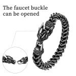 Norseman Dragon Bracelet for Men - Black Steel