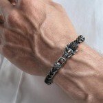 Norseman Dragon Bracelet for Men - Black Steel