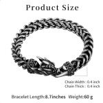 Norseman Dragon Bracelet for Men - Black Steel