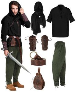 Men's Viking Costume Set with Accessories - Black-Green