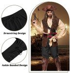 Men's Renaissance Pirate Pants - Black/Red Viking Costume