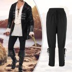 Men's Renaissance Pirate Pants - Black/Red Viking Costume