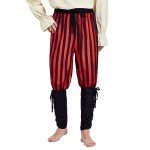 Men's Renaissance Pirate Pants - Black/Red Viking Costume