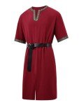 Dark Red Viking Pirate Costume for Men, Large
