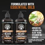 Viking Revolution Coffee Whiskey Beard Wash and Beard Conditioner Set with Argan and Jojoba Oils - Softens and Strengthens - Coffee Whiskey Scent - Beard Shampoo with Ginseng Root Extract (17 oz)