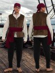 FancyFun Halloween Pirate Costume Men,Medieval Shirt Renaissance Banded Pants Viking Sash Belt Eye Patch Earrings