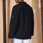 Men's Cotton Linen Shirt Loose Fit Arm Tops Medieval Viking Pirate Renaissance Halloween Costume BLACK L