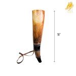 Fenrir Viking War Blowing Horn 18 Inch | Authentic Ox Horn Battle Trumpet With Leather Strap | Norse Medieval Style | Home Decor Accessories | Unique Gifts for Men | Jarl & Compass Finish