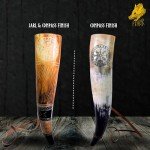Fenrir Viking War Blowing Horn 18 Inch | Authentic Ox Horn Battle Trumpet With Leather Strap | Norse Medieval Style | Home Decor Accessories | Unique Gifts for Men | Jarl & Compass Finish