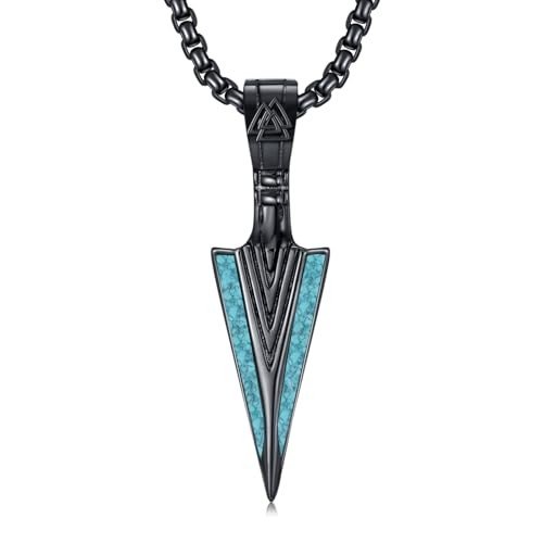 Viking Arrowhead Necklace in Sterling Silver & Turquoise