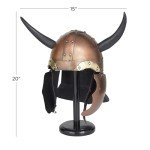 Viking Metal Helmet with Black Wooden Stand