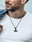 Men's Thor's Hammer Pendant Necklace in Stainless Steel