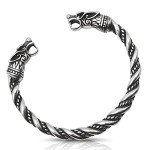 Viking Bracelet with Odin Wolf Heads for Men
