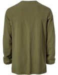 Retro Cotton Lace-Up Viking Shirt - Army Green, XXL