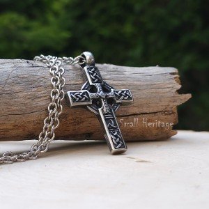 Large Stainless Steel Viking Wolf Pendant Necklace