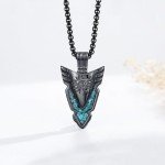 Viking Arrowhead Necklace in Sterling Silver & Turquoise