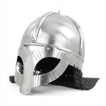 Panda Style Silver Steel Helmet with Chain Mail