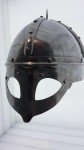 Panda Style Silver Steel Helmet with Chain Mail