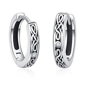 Celtic Knot Silver Huggie Hoop Earrings
