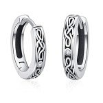 Celtic Knot Silver Huggie Hoop Earrings
