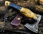 Engraved Viking Battle Axe - Hand-Forged Steel