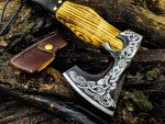Engraved Viking Battle Axe - Hand-Forged Steel