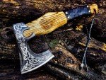Engraved Viking Battle Axe - Hand-Forged Steel