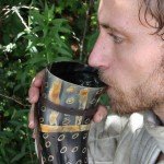 Viking Drinking Horn with Snakeskin Leather Holder