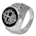 Large Sterling Silver Rune Ring - Norse God Odin