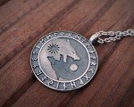 Viking Wolf Yin Yang Pendant Necklace in Silver