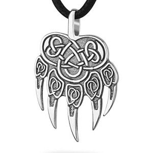 Norse Viking Bear Claw Pendant Necklace for Men