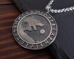 Viking Wolf Yin Yang Pendant Necklace in Silver