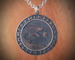 Viking Wolf Yin Yang Pendant Necklace in Silver