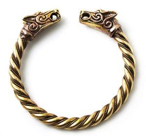 Bronze Norse Fenrir Wolf Head Cuff Bracelet