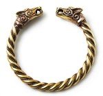 Bronze Norse Fenrir Wolf Head Cuff Bracelet