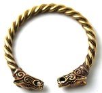 Bronze Norse Fenrir Wolf Head Cuff Bracelet